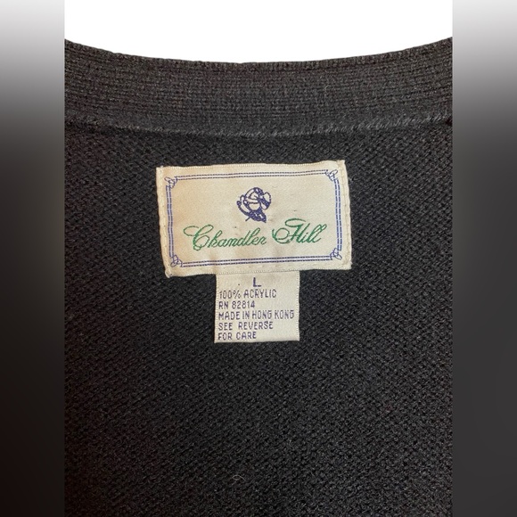 Vintage Chandler Hill Button Up Sweater Vest Argyle Women’s Size L Black Red Tan - Picture 6 of 7